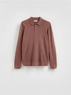 Swetry męskie - Reserved - Sweter polo z bawełną - jasnofioletowy - miniaturka - grafika 1