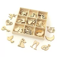 Scrapbooking - Zestaw drewnianych dekoracji 45 szt. - ślub - miniaturka - grafika 1