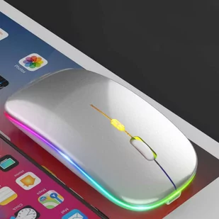 Cicha Myszka slim mysz bezprzewodowa Alogy podświetlana LED RGB do laptopa tabletu Srebrna 14567X27 - Myszki - miniaturka - grafika 9