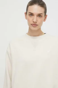 New Balance bluza bawełniana damska kolor beżowy gładka - Bluzy damskie - miniaturka - grafika 1