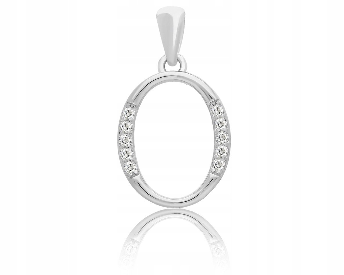 Srebrna Literka O Damska Zawieszka Cyrkonie 925 Wisiorek Na Łańcuszek