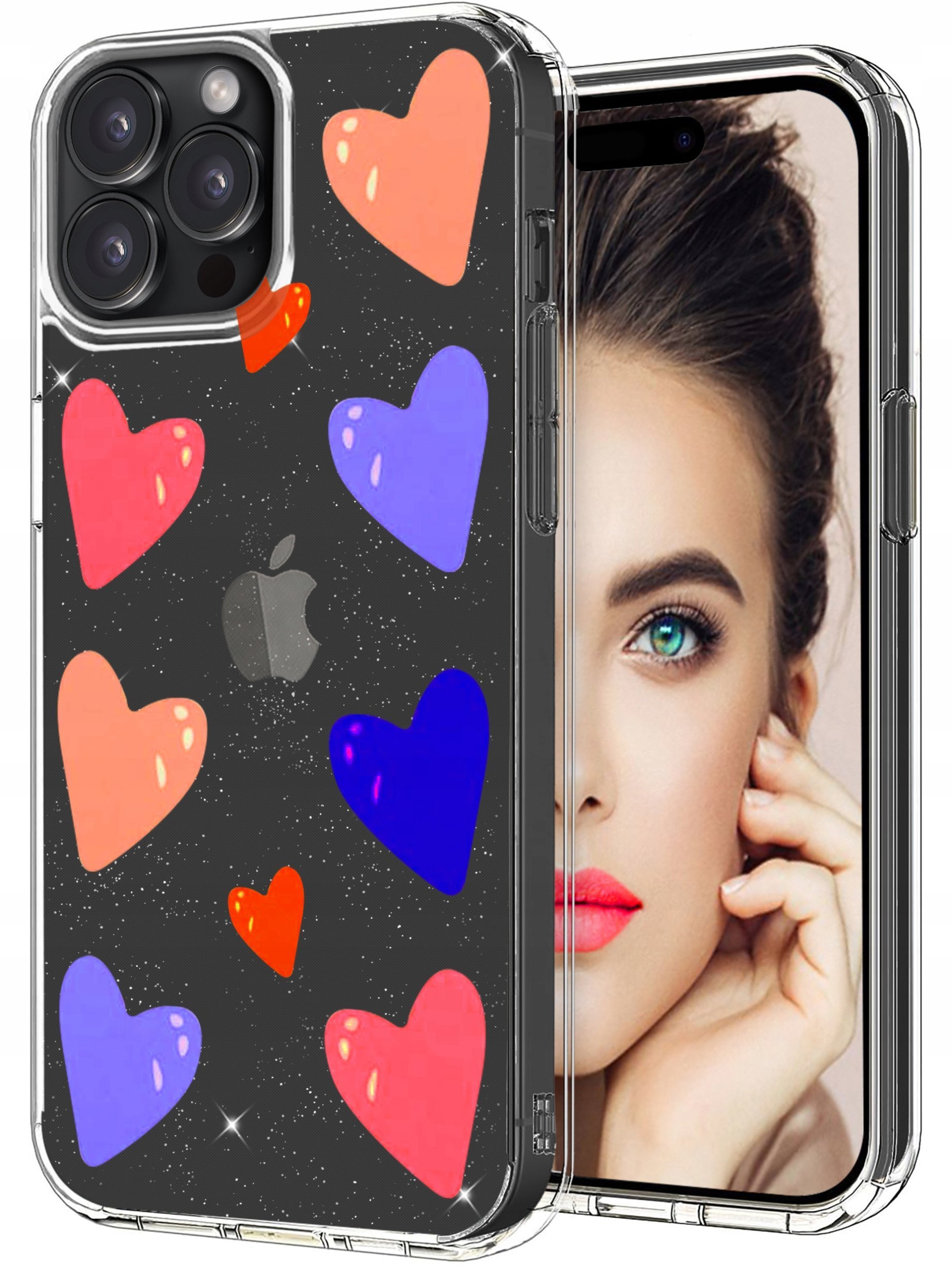 ETUI do Apple iPhone 15 Pro WZORY BROKAT CASE PRZEŹROCZYSTE PLECKI + SZKŁO