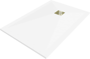 Brodziki prysznicowe - Mexen Stone+ brodzik kompozytowy prostokątny 80 x 70 cm, biały, maskownica złota - 44107080-G - miniaturka - grafika 1