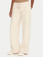 Spodnie sportowe damskie - Guess Jeans Spodnie dresowe W5BB04 KC811 Beżowy Wide Leg - miniaturka - grafika 1