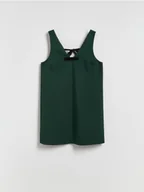 Sukienki - Reserved - Sukienka mini z kokardą - ciemnozielony - miniaturka - grafika 1