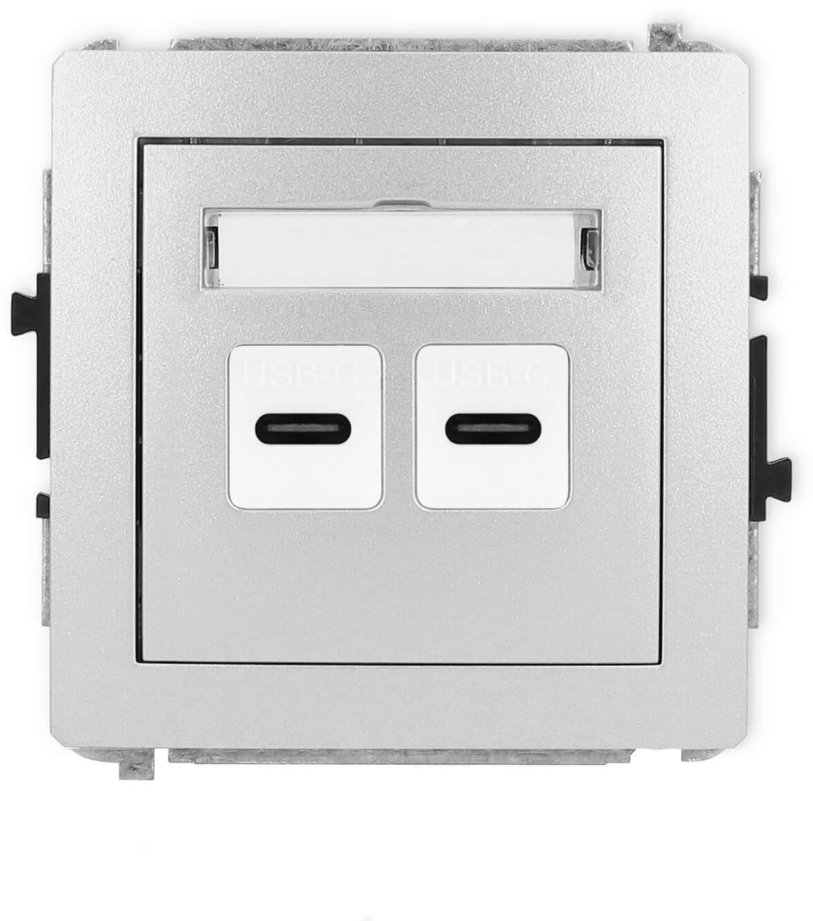 Gniazdo USB Karlik Deco 7DGUSB-8 podwójne C-C srebrny metalik