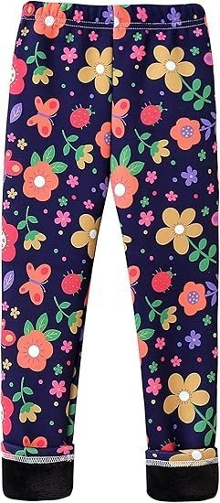 LEGGINSY GRANATOWE OCIEPLANE DŁUGIE W KWIATKI 120 1JSD