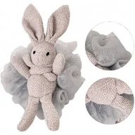 Inne akcesoria do pielęgnacji dzieci - ECARLA myjka gąbka do mycia ciała na mokro Falbanki Bunny Szara 15cm GB10SZ - miniaturka - grafika 1