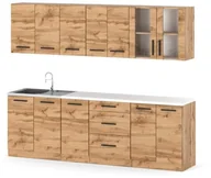 Meble kuchenne - Meble Kuchenne Drewniane Zestaw Kuchenny Remino 2.6m Modułowy Dąb Wotan - miniaturka - grafika 1