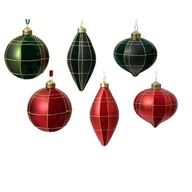 Bombki - Bombka szklana dekorowana brokatem mix kształtów zielono-złoty / czerwono-złoty - miniaturka - grafika 1