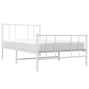 Metalowa rama łóżka z wezgłowiem i zanóżkiem, biała, 90x190 cm Lumarko! - Łóżka - miniaturka - grafika 4