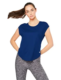 Nike Damska koszulka W Nk City Sleek Top Ss Niebieski pusty/srebrny odblaskowy XXL - Koszulki i topy damskie - miniaturka - grafika 1