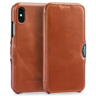 Etui i futerały do telefonów - moVear flipSide C - Skórzane etui do Apple iPhone 12 Pro Max (6.7") | Klasyczny pokrowiec z klapką, Skóra naturalna vintage (Brązowy) - miniaturka - grafika 1