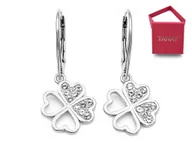 Kolczyki - Srebrne kolczyki czterolistna koniczyna koniczynki cyrkonie - miniaturka - grafika 1