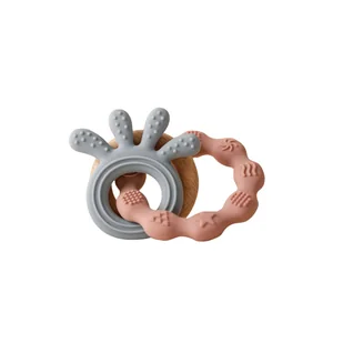 Gryzak Ośmiornica Silikonowy Z Drewnianym Kółeczkiem [Kolor Jasnoróżowy] - Gryzaki dla dzieci - miniaturka - grafika 1