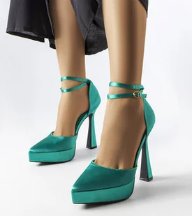 Zielone czółenka na wysokim słupku Dallas-36 - Półbuty damskie - miniaturka - grafika 1