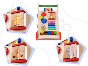 Pchacz chodzik drewniany kostka edukacyjna 6w1 - Pchacze - miniaturka - grafika 11