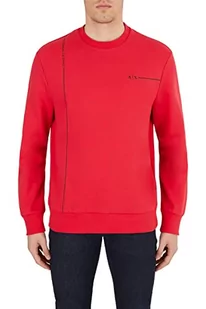 Armani Exchange Męska bluza z bawełny organicznej, liniowa, grafitowa, okrągły dekolt, sweter, pomadka w kolorze czerwonym, bardzo mała, czerwony (Lipstick Red), XS - Swetry męskie - miniaturka - grafika 1