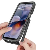 Etui i futerały do telefonów - Tech-Protect Etui z osłoną na ekran Defense do Motorola Moto G15 / G15 Power / G05 / E15, przezroczysto-czarne - miniaturka - grafika 1