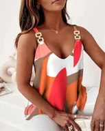 Koszulki i topy damskie - Top damski w kolorowe wzory - Pomarańczowy - miniaturka - grafika 1