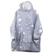Koce - Ciepła Bluza Koc Oversize Szare Gwiazdy Świecąca - miniaturka - grafika 1