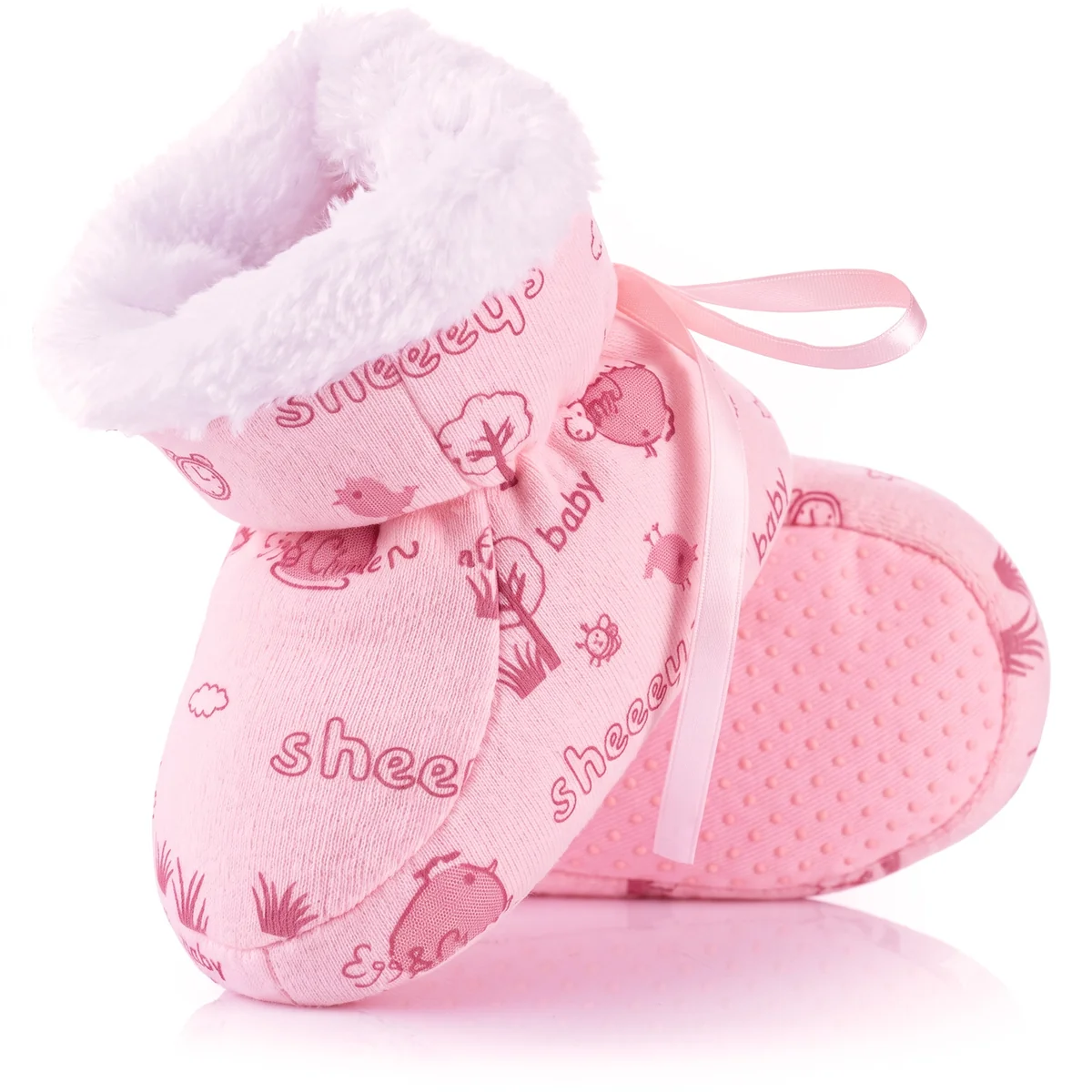 Ocieplane różowe buciki dla niemowlaka buty na chłodne dni - roz. 0-6 m-cy