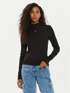 Bluzki damskie - Tommy Jeans Bluzka Tjw Essential Mock Neck DW0DW19830 Czarny Slim Fit - miniaturka - grafika 1
