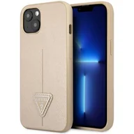 Etui i futerały do telefonów - Etui Guess do iPhone 13 mini 5,4" beżowy hardcase SaffianoTriangle Logo - miniaturka - grafika 1