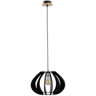 Lampy sufitowe - KET Drewniana LAMPA wisząca loftowa OPRAWA skandynawski zwis czarny KET619 - miniaturka - grafika 1
