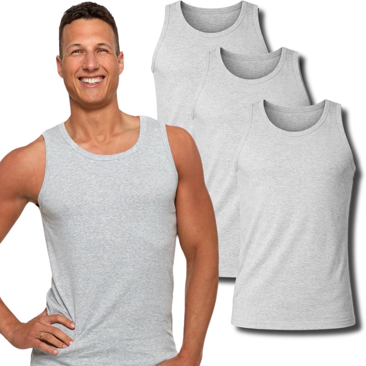 3X PODKOSZULKA KOSZULKA MĘSKA BAWEŁNIANA GŁADKA TANK TOP 3PAK MORAJ 3XL GREY