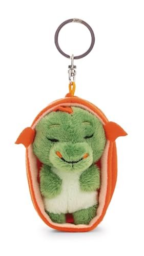 NICI 63171 Sleeping Pets brelok smok w koszyczku, wierny pluszowy towarzysz do plecaka, torby, zawieszka na klucze dla małych i dużych, 8 cm, wielokolorowy