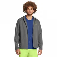 Kurtki męskie - Męska kurtka do biegania Under Armour UA Storm Run Hooded Jacket - szara - UNDER ARMOUR - miniaturka - grafika 1