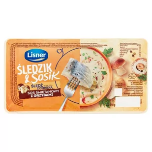 Lisner Śledzik & Sosik Śledź w oleju z cebulką sos śmietanowy z grzybami 140 g - Konserwy i dania rybne - miniaturka - grafika 1