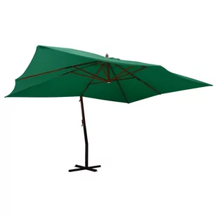 Wiszący parasol z drewnianym słupkiem, 400x300 cm, zielony - Parasole ogrodowe - miniaturka - grafika 1
