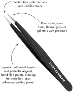 Tweezerman tweez erman koronka Point pęseta wykonana ze stali nierdzewnej czarny 1241-BR - Akcesoria i kosmetyki do stylizacji brwi - miniaturka - grafika 4