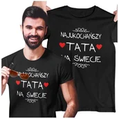 Gadżety dla niej i dla niego - Koszulka dla TATY modny prezent na Dzień Ojca Stylowa koszulka Najukochańszy TATA na świecie kolor czarny - miniaturka - grafika 1