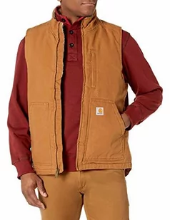 Carhartt 104277.BRN.S008 sprana kaczka szerpa podszyta szyja męska kamizelka, brązowa, rozmiar XXL 104277-BRN - Kamizelki męskie - miniaturka - grafika 1