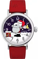 Zegarki męskie - Zegarek Timex TW2W44400 x Peanuts Standard Snoopy Santa 40mm Leather Strap - miniaturka - grafika 1