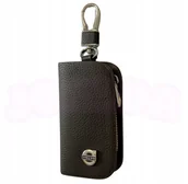 Etui na klucze - SKÓRZANE ETUI na klucze VOLVO logo KLUCZYK brelok ELEGANCKI brąz - miniaturka - grafika 1