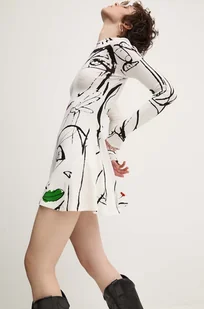 Desigual sukienka OREGÓN kolor biały mini rozkloszowana 24WWVK69 - Sukienki - miniaturka - grafika 1