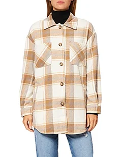 Vila Damska koszulka Vikimmi Check L/S Jacket-Noos, Dancer/czeki: orzech laskowy Tigerseye mewa szary 16-3803 Tcx, S - Koszulki i topy damskie - miniaturka - grafika 1