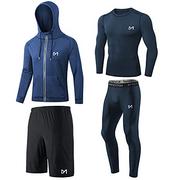 Zestawy męskiej odzieży sportowej - MEETYOO Męska koszulka uciskowa, legginsy sportowe, spodnie do biegania, męska koszulka funkcjonalna, spodnie kompresyjne, odzież funkcjonalna do biegania, siłownia, fitness - miniaturka - grafika 1