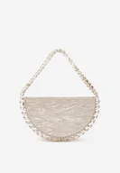 Torebki damskie - Złota Torebka Wieczorowa z Rączką Zdobiona Biżuteryjnymi Cyrkoniami Danollie - miniaturka - grafika 1