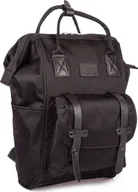 Plecaki - Plecak Damski Czarny Duży Damski Turystyczny Miejski Materiałowy Do Pracy Szkoły Na Studia Uczelnię Bag Street - miniaturka - grafika 1