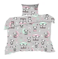 Pościel dla dzieci - Pościel 100x135 pandy szara kolorowa Kids z poszewką 40x60 - miniaturka - grafika 1