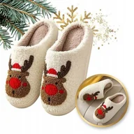Kapcie damskie - ECARLA kapcie świąteczne, ciepłe, rozmiar 39 Renifer PAN02R39 - miniaturka - grafika 1