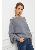 Swetry damskie - So Cachemire Sweter "Cornella" w kolorze szarym - miniaturka - grafika 1