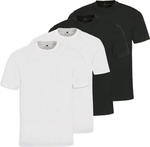 hajo koszulka męska, 4-pak - basic, krótki rękaw, okrągły dekolt, bawełna, gładka czarny / biały 2XL - Koszulki męskie - miniaturka - grafika 1