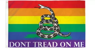 Flaga Gadsdena Dont Tread On Me Libertarianie LGBT Tęcza 150x90 cm - Gadżety dla kibiców - miniaturka - grafika 1