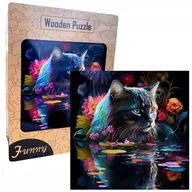 Puzzle - Drewniane Puzzle Edukacyjne A3 Kolorowy Kot Dzieci i Dorośli 240el DUŻE - miniaturka - grafika 1